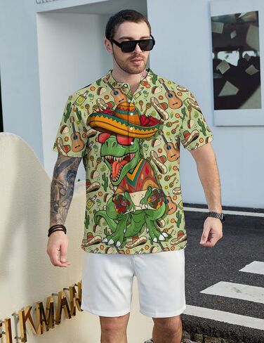 Hawaiian Mens Henley Polo Shirts Short Sleeve Quick Dry Funny Print Casual Collarless Golf Shirts for Men in Saudi Arabia