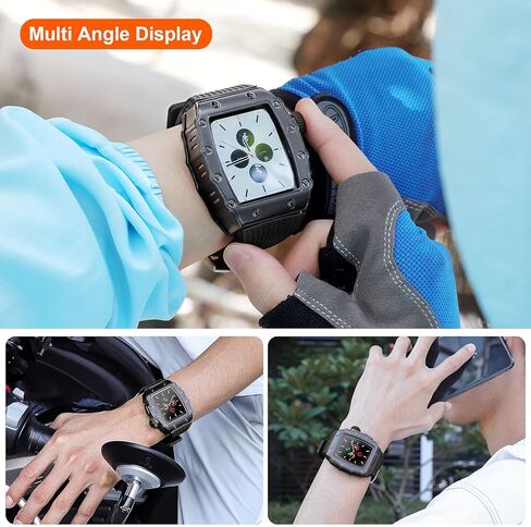 لساعة Apple 45 مم 44 مم، سوار سيليكون مع واقي شاشة زجاجي، غطاء متين لسلسلة iWatch 9 8 7 45 مم SE2 6 5 4 SE 44 مم، غطاء حماية كامل للرجال (أحمر) in Kuwait