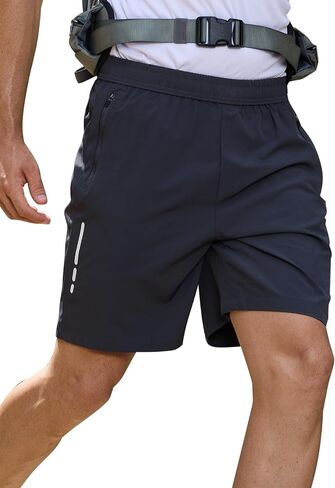 Men's Athletic Gym Shorts with 3 Zipper Pockets 7" Lightweight Quick Dry Workout Running Shorts in Saudi Arabia