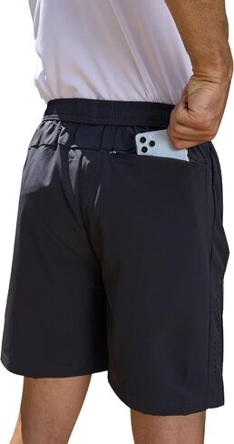 Men's Athletic Gym Shorts with 3 Zipper Pockets 7" Lightweight Quick Dry Workout Running Shorts in Saudi Arabia