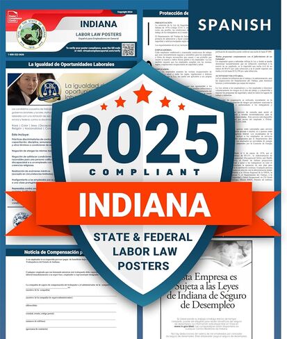 ملصقات قانون العمل 2024 - ملصق قانون العمل في ولاية إنديانا، اتحادي، متوافق مع إدارة السلامة والصحة المهنية، دقيق ومحدث، يتضمن تحديثات يونيو، ملصق قانون العمل المصفح 2024 إنديانا، 91.44 سم عرضًا × 60.96 سم ارتفاعًا (الإنجليزية) in Kuwait