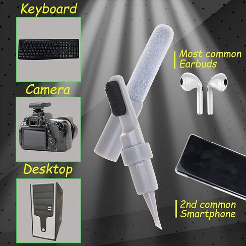 Keyboard Cleaning Kit - 1x Mini Brush, 1x Cleaning Brush, 1x Keyboard Cap Remover, 1x Air Blower and 1x Cleaning Cloth - Also for Laptops, Camera Lenses, Glasses - Home and Office in Kuwait