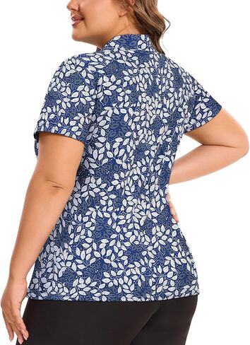Misyula Style Plus Size Womens Golf Shirt قصيرة الأكمام القمصان البولو Zip Up Collared عرض التنس الرياضي غير الرسمي Tops XL-5XL in Saudi Arabia