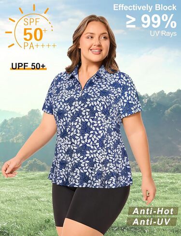 Misyula Style Plus Size Womens Golf Shirt قصيرة الأكمام القمصان البولو Zip Up Collared عرض التنس الرياضي غير الرسمي Tops XL-5XL in Saudi Arabia