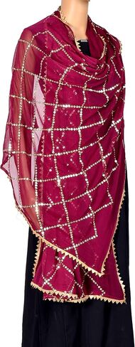 Chandrakala Chiffon Dupatta for Women, Shawl Scarf Wrap Chunni (D238-P) in Saudi Arabia