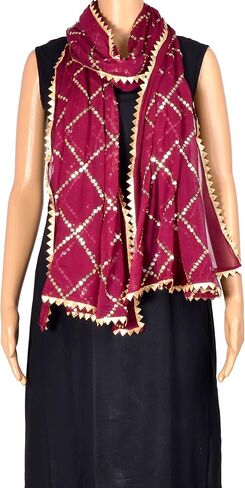 Chandrakala Chiffon Dupatta for Women, Shawl Scarf Wrap Chunni (D238-P) in Saudi Arabia