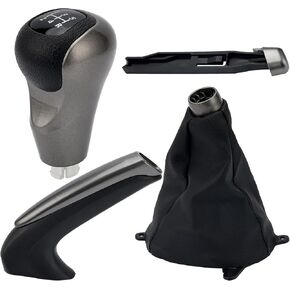 54102-SNA-A01 54102-SNA-A02 5 Speed Gear Shift Knob with Leather Boot for 2006-2011 Honda Civic Replace# 54102SNAA01 54102SNAA02 (Pack of 3