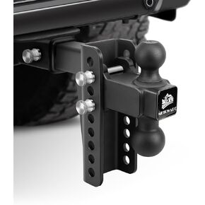 METOWARE Adjustable Trailer Hitch - Heavy Duty Tow Hitch Fits 2 Inch Receiver - Drop Hitch with 4-Inch Drop/Rise for Truck (22,000 LBS GTW), Double Stainless Steel Hitch Locks & Hitch Pin