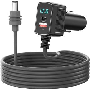 VeoeV Starlink Mini Car Adapter 10FT, 3 in 1 Starlink Mini Car Charger DC Power Cable + Cigarette Lighter Adapter 12V-24V with Digital Display, Durable USB C and USB A Ports for Trucks and Cars