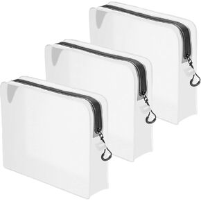 Qbily Clear Leak Proof Travel Bags for Toiletries 3 Pack, Super Soft Waterproof Leak Proof BPA Free, Semi-Clear Toiletry Cosmetic Makeup Bags for Travel, TSA Approved Travel Toiletry Bag With Zipper