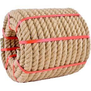 Jute Rope (1 in X 50 ft),Twisted Manila Rope,25mm Natural Thick Hemp Rope Heavy Duty Tug of War Ropes Thick Rope for Crafts Railing Gardening Bundling Hammocks Home Decorating
