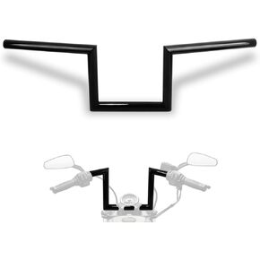 WOWTK 1" 25mm Z Bar - 8" Rise Handlebar w/Pre-Drilled Holes Universal For Harley,Honda, Yamaha, Suzuki, Kawasaki, Most Motorcycle Chopper Cruisers Bobber Bike Cafe Racer,any custom applications