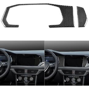 NVCNX Real Carbon Fiber Accessories for Volkswagen VW Jetta 2019-2024 2020 2021 2022 2023 Car Thick Overlay Dash Board Dashboard Instrument Cluster Panel Frame Cover Interior Trim Sticker Decal 2PCs