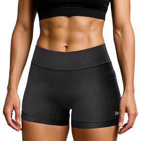 Women's Athletic Shorts – 5" Seamless Biker Shorts for Running, Gym, Workout | Double Pockets, Recycled Material