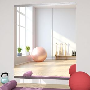 Home Gym Mirror, 57''X24''2PCS, Tempered Glass Frameless, Large Yoga Mirror, Wall-Mounted Dance, Suitable for Gym, Yoga, Studio,Living Room,Garage