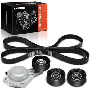 A-Premium Engine Serpentine Belt Drive Kit w/Tensioner & Idler Compatible with Ford F-250 Super Duty F-350 Super Duty 2011-2018, E-350 E-450 Super Duty & Starcraft Bus Starlite, 6.2L, 4-PC Set