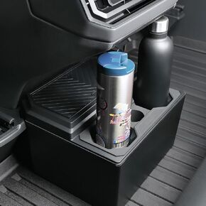 for Cybertruck Accessories Rear Center Console Organizer Second Row, Press to Open Storage Trash Can with Cup Holder fit for 42 OZ Size Cup for Tesla Cybertruck Accessories 2024 2025
