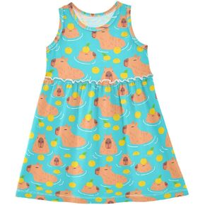 Caikeny Girls Dress Pizza Bacon Kids Toddler Clothes Casual Dress Summer 2T