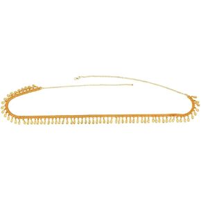 Efulgenz Gold Tone Indian Jewelry for Women - Dubai Style Kamarbandh Metal Beaded Chain With Hanging Charms - Belly Chain Waist Belt Beach Fashion