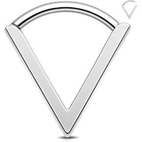 Melighting Titanium Septum Rings, 16G Triangle Septum Jewelry, Silver Daith Piercing Jewelry, 10 mm Hinged Segment Helix Cartilage Ring for Women