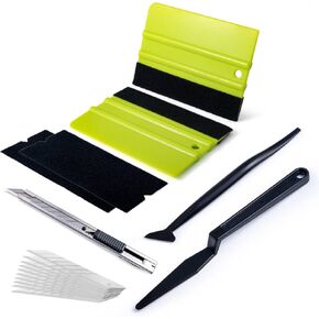 FOSHIO Window Tint Kit, Profession Car Wrap Kit with 2PCS Felt Squeegee and Felt Replacements, Utility Knife and 10PCS Blades, Micro Squeegee Corner Squeegee Vinyl Wrap Tools Window Tint Tools