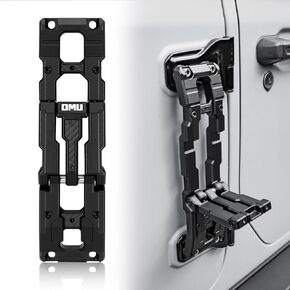 OMU Door Hinge Step Compatible with Jeep Wrangler JK JL JT, Aluminum Door Hinge Folding Foot Pedal Step