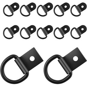 12 PCS D-Ring Tie أسفل المرساة ، وحجم 2 حلقات مرساة مقطورة ثقيلة ، وربطة الدقة D أسفل الخطاف ، خطاف جبل السطح الأسود تأمين للأحمال على Truck Truck Warehouse Garage Boats