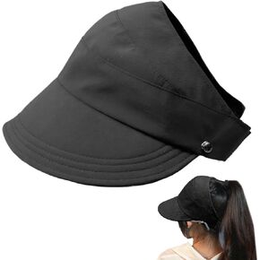 Sun Hats for Women Uv Protection, Sun Protection Hat Sombreros para El Sol De Mujer Sunhats with Ponytail Hole for Women Uv Protection Lightweight and Breathable Perfect for The Beach (Black)