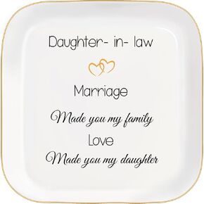 Daughter in Law Gifts, Daughter in Law Gifts from Mother in Law Ceramic Ring Dish Jewelry Tray for Birthday Christmas Valentines Mother's Day Wedding Gift for Daughter in Law