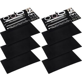 Tondiamo 8 Pcs Black Velvet Pad Tray Insert Jewelry Display for Necklaces Bracelets Earrings Rings Body Jewelry Accessories (No Tray Included)