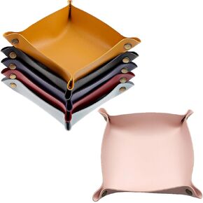 6 Packs PU Leather Jewelry Valet Tray for Women and Men, Portable Entryway Table and Bedside Nightstand Desk Catchall Travel Dish Plate for Key,Wallet, Watch,Coin,Sun Glasses,USB Cables etc.