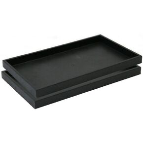 2 Piece 1-Inch Deep Full Size Black Plastic Stackable Jewelry Tray 14 3/4" x 8 1/4" x 1"H