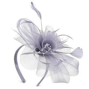 Needzo Grey Fascinator for Women, Derby, The Oaks, and Tea Party Hair Accessory, Headband Or Clip, One Size