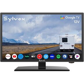 SYLVOX Smart RV TV, 32" 12V TV for RV Camper 1080P DC/AC Powered Television, Newest Google TV, Support Download APPs, Google Assistant, Bluetooth WiFi, Smart TV for Home Car Campervan Truck
