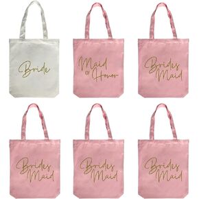 LADY & HOME 10pcs Bachelorette Party Bride Team Bridesmaid Cotton Tote Bags for Wedding Gifts