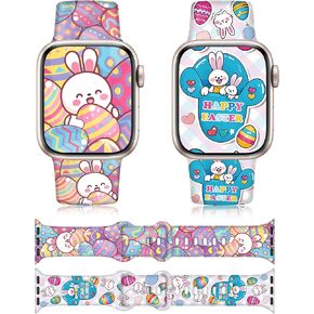 2 Pack Christmas Gifts Compatible with Christmas Apple Watch Band for Women 41mm 40mm 38mm, Adjustable Soft Silicone Santa Claus Snowflake Reindeer Band for iWatch Bands Series 9/8/7/6/5/4/3/2/1/SE