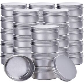 Silver 1 Ounce Aluminum Tin Jar Refillable Containers 30ml Aluminum Screw Lid Round Tin Container Bottle for Cosmetic,Lip Balm, Cream, 30 Pcs