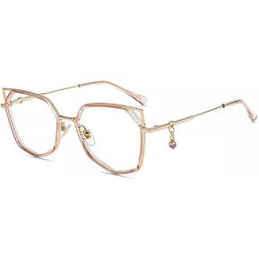Firmoo Cat Eye Blue Light Blocking Glasses with Gemstone Pendant for Women, UV400 Protection Computer Blue Light Glasses