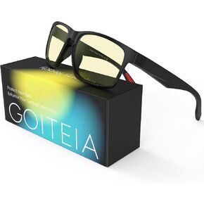 Goiteia Yellow Gaming Blue Light Glasses for Men, Computer Glasses for Long Hours of Gaming, No Eye Strain&Blurry in Kuwait
