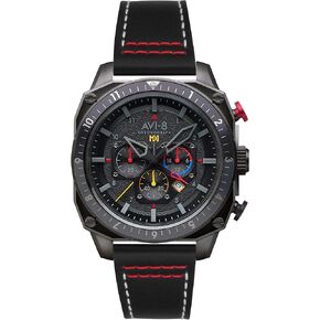AVI-8 Hawker Hunter Men's Japanese Quartz 43mm Dial Watch with Leather Strap AV-4100