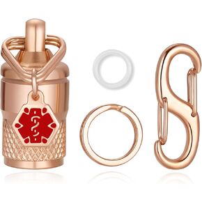 Divoti Precision CNC Machined Stainless Steel Emergency Pill Holder Keychain - Small/Silicone Bands