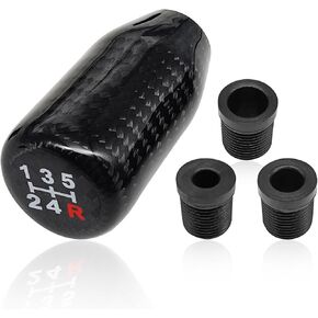 Universal 5 سرعات من ألياف الكربون Shift Knob Black Carbon Carbon Live لشاحنات السيارات التلقائية واليدوية وسيارات الدفع الرباعي تحل محل المقبض المتوافق مع Ranger F-150 Bronco Explorer والمزيد