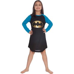 DC Comics Girls 'Batman Batgirl Gold Foil' Pajama Gown ، Black ، 7/8