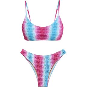 seamoly Contrast Color Ruched Design Cheeky Bikini Set in Kuwait