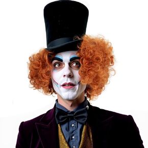 STfantasy Mad Hatter Costume Wig – Heat Resistant Fiber Afro Curly Red & Orange Wigs for Women and Men, Perfect for Cosplay, Parties, and Rocky Horror Picture Show