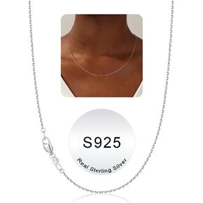 IEFWELL 925 Sterling Silver Chain Necklace for Women - 1.2 mm Sterling Silver Cable Chain, Italian Quality Sturdy hypoallergenic, 14/16/18/20/22/24 Inch Jewelry Gifts for Men Women