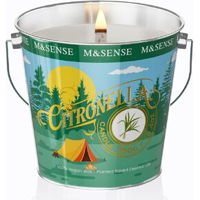 M&SENSE Citronella Peppermint Scented Candle 19.4oz,Peppermint Candles Outdoor,Summer Citronella Candles for Patio Camping BBQ,110 Hours Burn Time, Nature Soy Wax