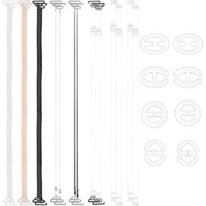 24 Pcs Women's Clear Bra Straps Adjustable Bra Replacement Shoulder Straps Non-Slip Bra Replacement Shoulder Straps with 16 Pcs Bra Straps with 8 Bra Strap Clips