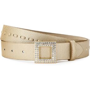 Leather Belt for Women Fashion Belt Casual Women Belts With Rhinestone Buckle Faux Leather Waist Belt
