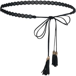 NIDMIDO Women Braided Waist Belt Bohemian Woven Waist Rope Flower Tassels Waist Accessories for Dress
